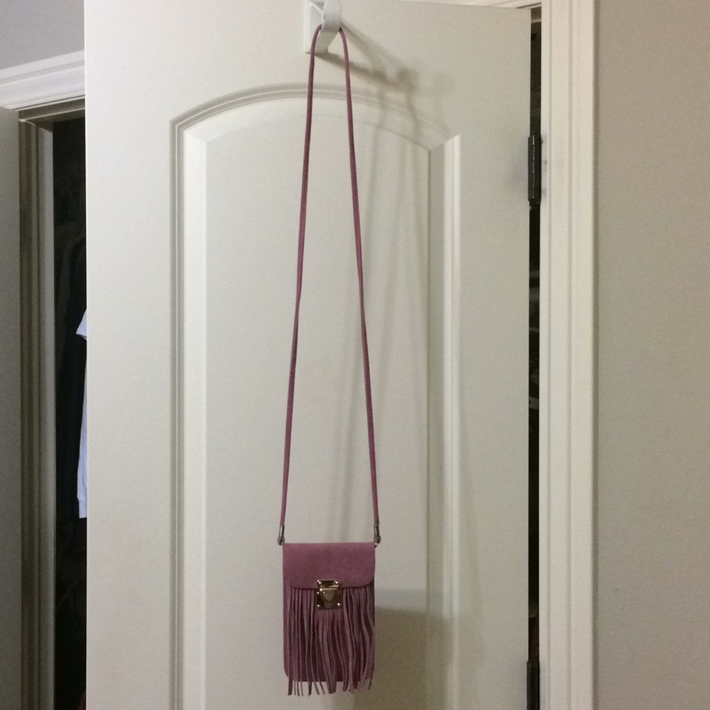 Pink Suede Fringe Purse